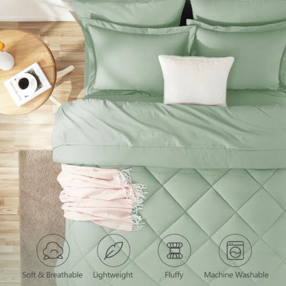 Queen Comforter Set with Sheets Sage Green