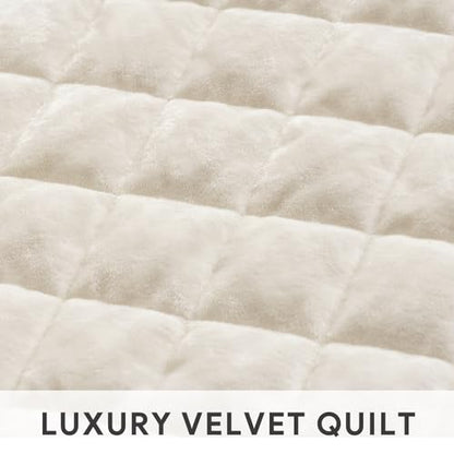 Channel Box Stitch Velvet Quilt Set