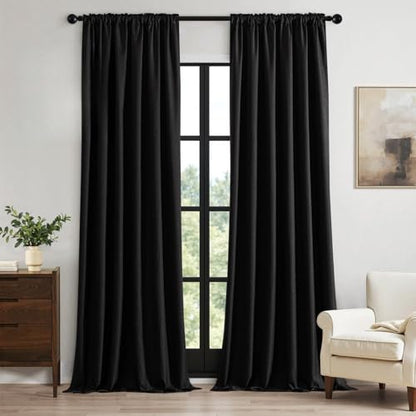 100% Blackout Back Tab Pleat Linen Curtains 50" Wx120 L