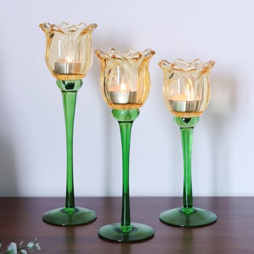 Gold Tulips Candle Holders Set of 3