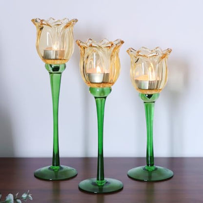 Gold Tulips Candle Holders Set of 3