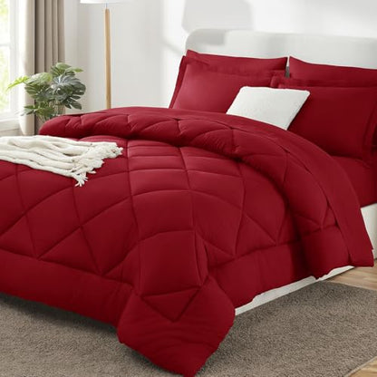 King Size Comforter Set Dark Red