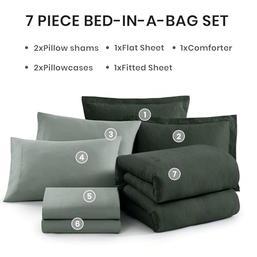 Super King Plus Comforter Set Deep Forest 7 Pieces Bed in a Bag
