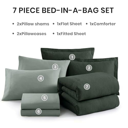 Super King Plus Comforter Set Deep Forest 7 Pieces Bed in a Bag