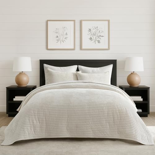 Stripe Channel Luxury Velvet Quilt Set King Size