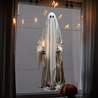 Halloween Window Clings for Glass 2 Sheets Ghost Window Decals Spooky Window Stickers Reusable Windows Cling for Halloween Fall Party Supplies Home School Office Glass Decorations (2 Count)