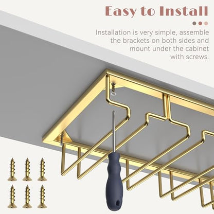 10 Row Wine Glass Rack Under Cabinet Large Capacity
