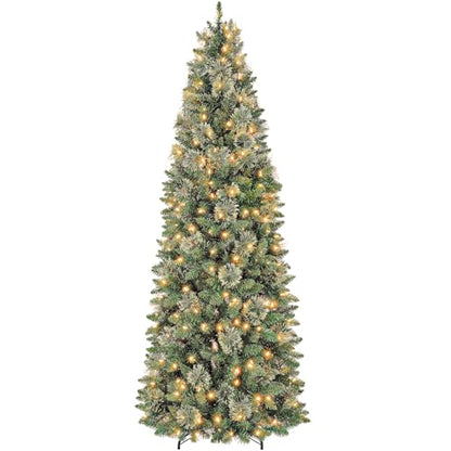 7.5 ft Slim Prelit Christmas Tree with Pine Needle