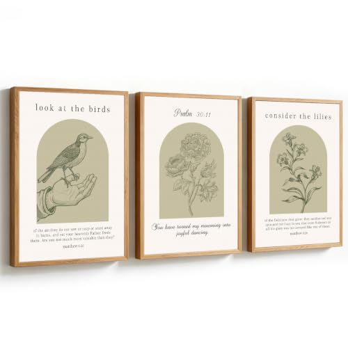 KAlRNE Religious Birds Scripture Picture Christian Wall Art Set (3 Count)