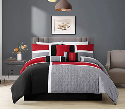 7 Piece Quilted Patchwork Comforter Set