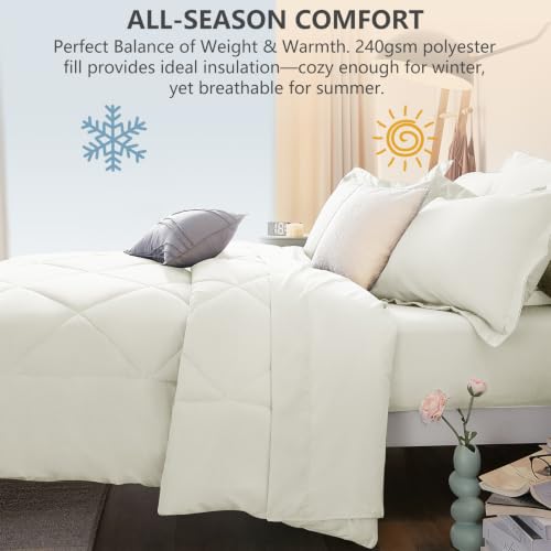 Queen Comforter Set with Sheets Ivory
