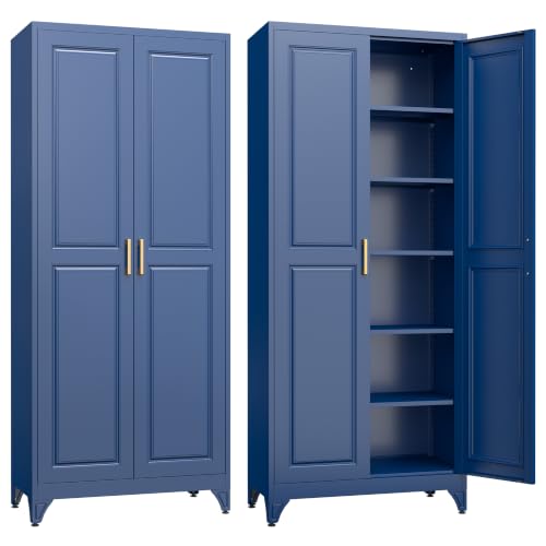75”Metal Pantry Storage Cabinet with Doors & 5 Adjustable Shelves