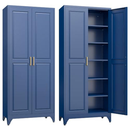 75”Metal Pantry Storage Cabinet with Doors & 5 Adjustable Shelves