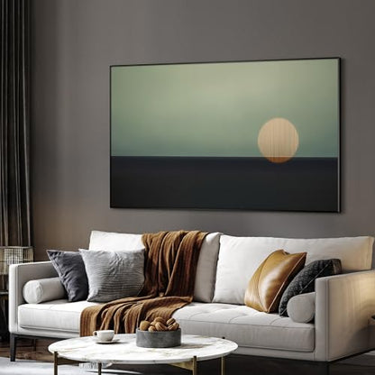 30"x60" Extra Large Framed Wall Art Minimalist Seascape Sunset with Golden Sun on Horizon for Home Living Room Bedroom Decor