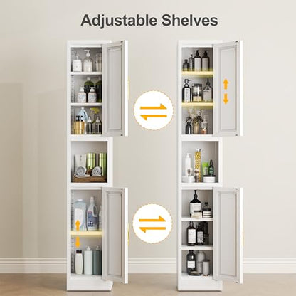 Tall Narrow Storage Cabinet 66.93" H Tall Bathroom Cabinets Metal Pantry Cabinet