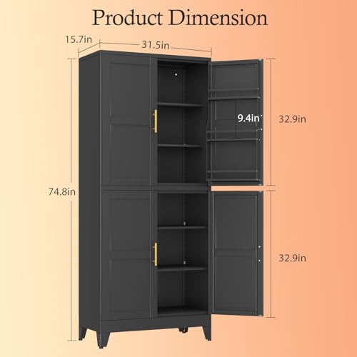Black Kitchen Pantry Storage Cabinet
