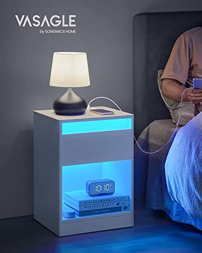 LED Nightstand with Charging Station