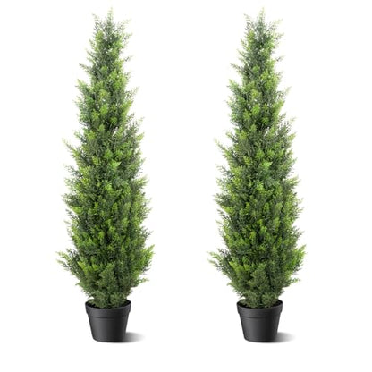 4FT Artificial Cedar Topiary Trees 2 Set (2 Count)