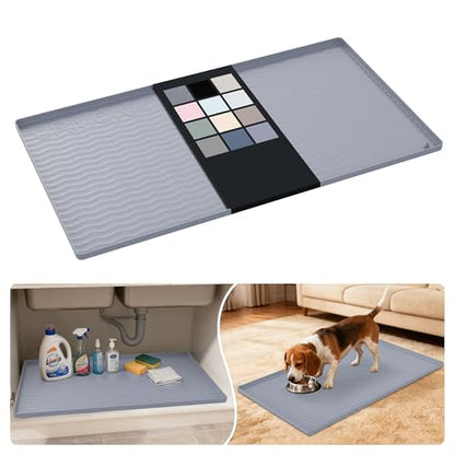 Waterproof Silicone Under Sink Mat 34'' x 19'' Shelf Liner for Kitchen and Bathroom