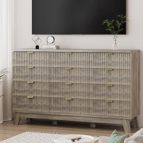 Fluted Dresser for Bedroom with 12 Drawers