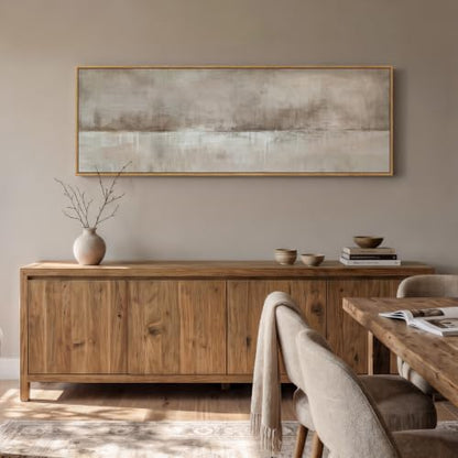 Large Framed Neutral Abstract Wall Art for Living Room