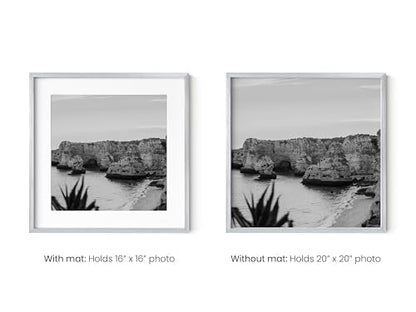 20x20 Silver Metal Picture Frames Matted to 16x16