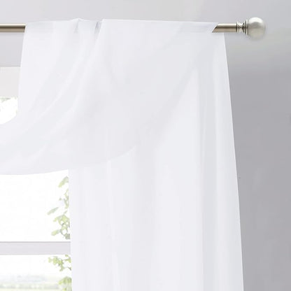 NICETOWN Sheer Valances for Windows 216 inch Length, White Window Scarf Drapes Versatile Wedding Arch Draping Canopy Curtains for Bed/Big Events, 30 inch Width, Sold by 2 PCs
