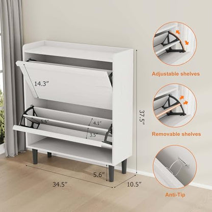 Shoe Cabinet with 2 Flip Drawers