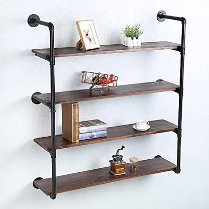Industrial Pipe Shelves With Wood Planks