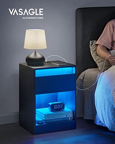 LED Nightstand with Charging Station
