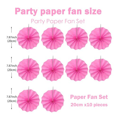 Hot Pink Party Decorations Hot Pink Hanging Paper Round Fans 8inch DIY