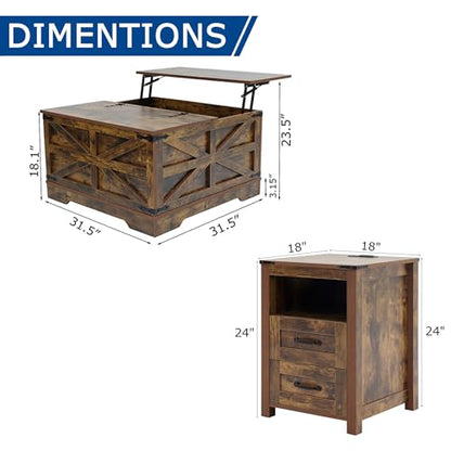 Farmhouse Coffee Table and End Table Sets of 3 (3 Count)