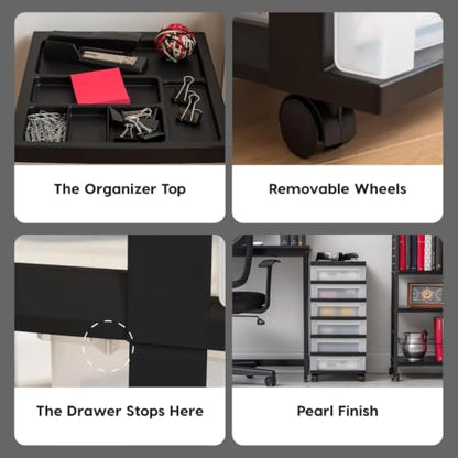 6 Drawer Rolling Storage Cart with Organizer Top