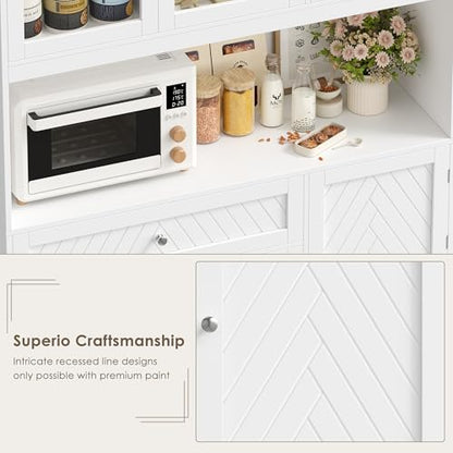 72” Tall Kitchen Pantry Storage Cabinet with Painted Strip Door
