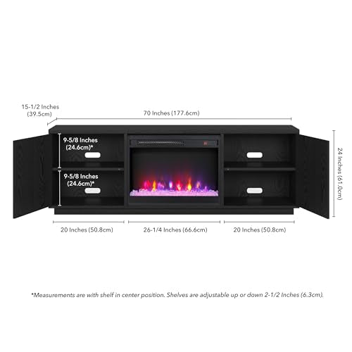 70" TV Stand with Crystal Fireplace