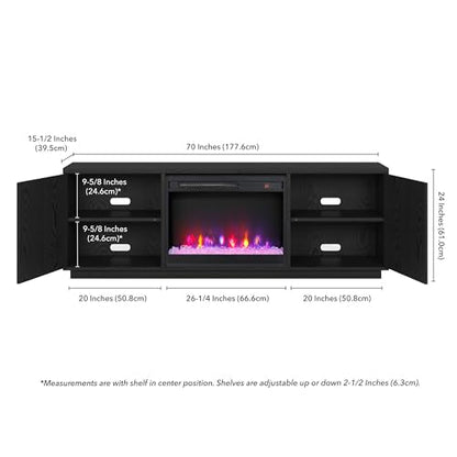 70" TV Stand with Crystal Fireplace