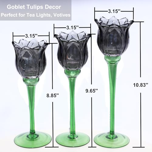 Light Black Flower Tealight Candle Holder Set of 3 Halloween Theme (3 Count)