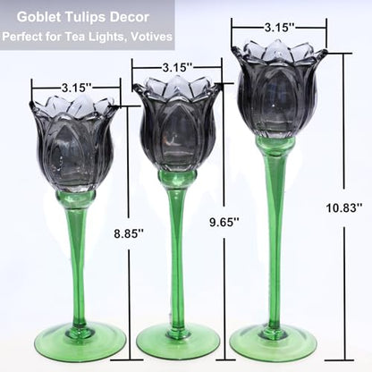 Light Black Flower Tealight Candle Holder Set of 3 Halloween Theme (3 Count)