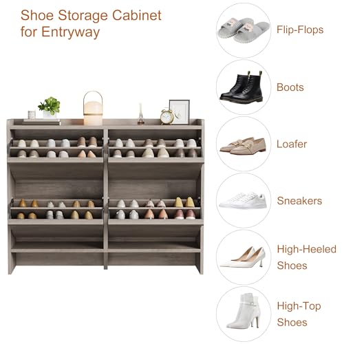 Shoe Cabinet with 4 Flip Drawers