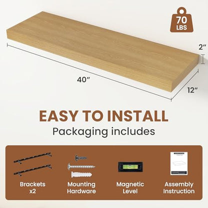 Deep Floating Shelves 40x12” Set of 2 (2 Count)