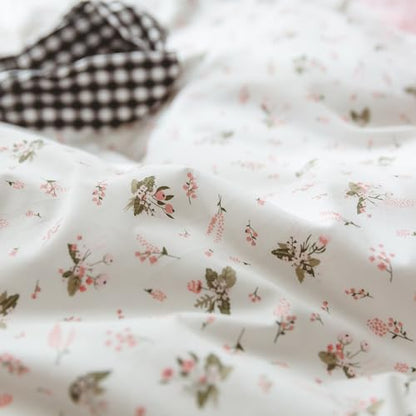 Garden Pink Floral Comforter Set Queen Size Vintage Boho Floral Bedding Comforter Queen with 2 Pillowcases Fluffy Soft All Seasons Bedding Set Cottagecore Flowers Botanical Comforter Set