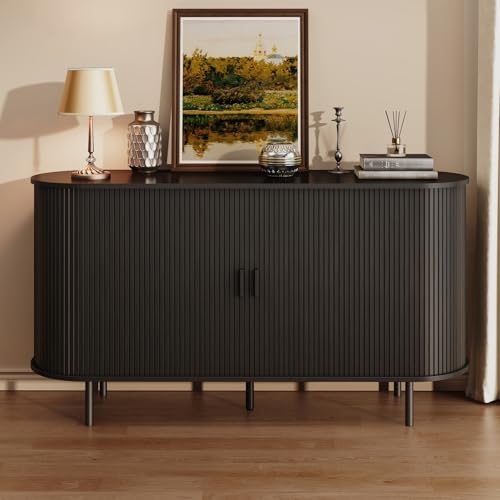 55" Fluted Buffet Sideboard Cabinet with Sliding Door