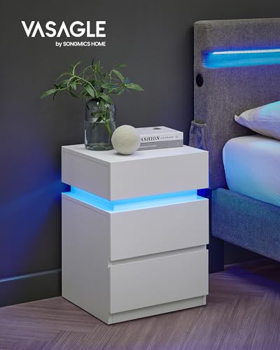 White Nightstands with LED Lights (2 Count)