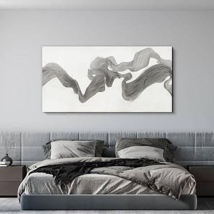 Abstract Wall Art Decor Large Modern Wall Art Decorations Wall Art Pictures for Living Room Abstract Canvas Art Wall Decor Gray White Wall Art Prints Artwork for Walls Bedroom Office Decor 24" X 48"