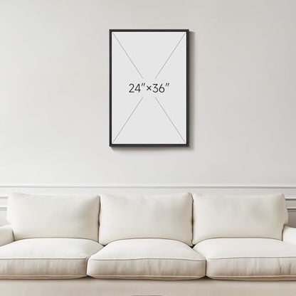 Large Framed Blue Gray Modern Abstract Wall Art