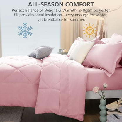 Twin Comforter Set with Sheets Pink