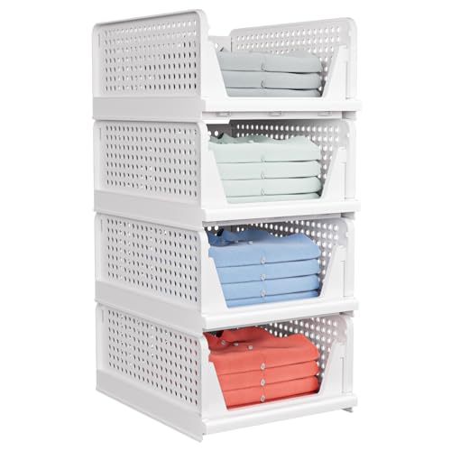 4 Pack Stackable Closet Storage Basket (4 Count)
