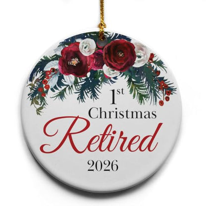 1st Retired Christmas Ceramic Christmas Tree Ornament Collectible Holiday Keepsake 2.875" Round Ornament in Decorative Gift Box with Bow