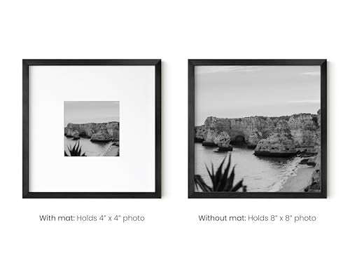 8x8 Black Metal Picture Frames Matted to 4x4