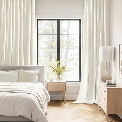 Cream Back Tab Blackout Curtains 52x96 Inch Long 2 Panels Set (2 Count)